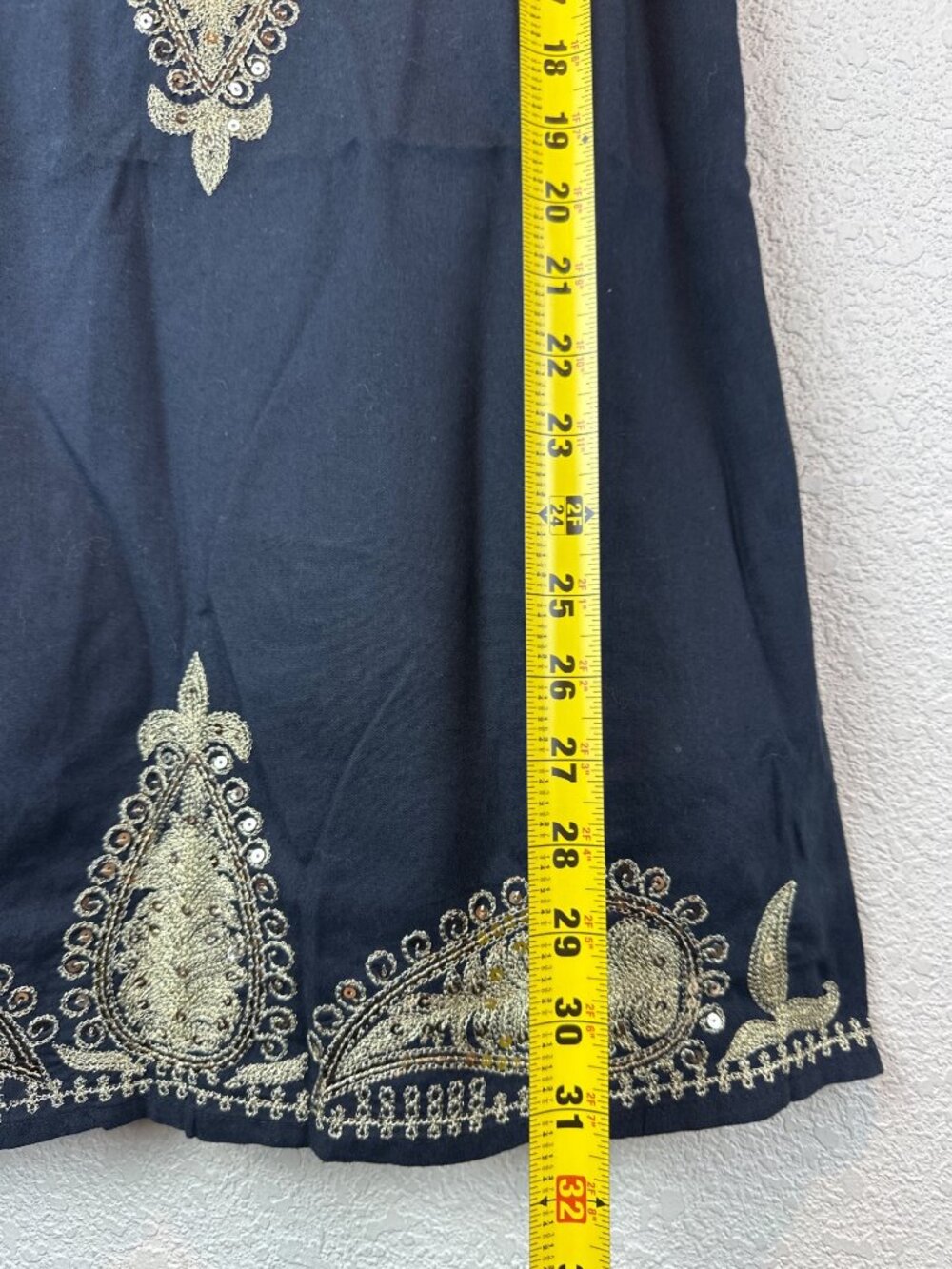 Free People Black Embroidered Sleeveless Tunic Dress Size 4 Boho Artsy - Picture 7 of 12